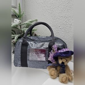 LOVE VICTORIA'S SECRET Y2K SILVER & GREY GLITTER SATCHEL HANDBAG PURSE